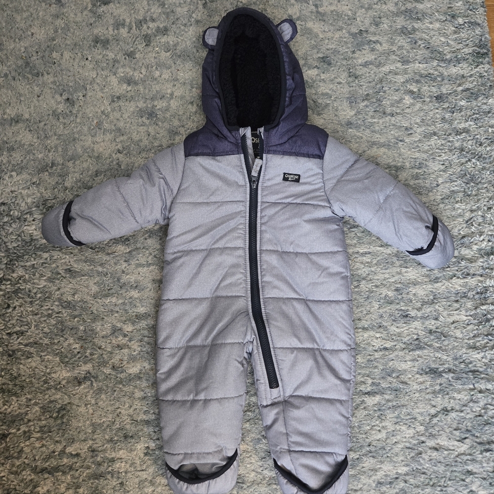 Oshkosh Blue Insulated Bear Snowsuit Size 12m